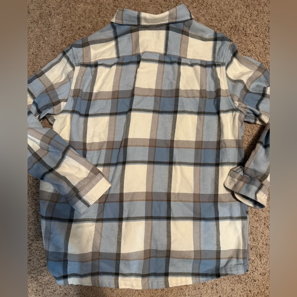 Patagonia Fjord Flannel Shirt Men’s XXL Blue Brown Cream Plaid Winter Hiking - Picture 4 of 6